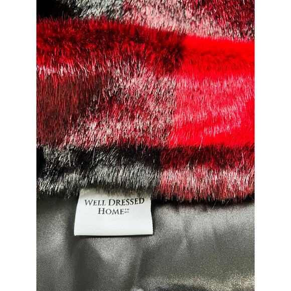 Buffalo Plaid Faux Fur Christmas Tree Skirt Large Red/Black "Well Dressed Home" - Picture 4 of 9
